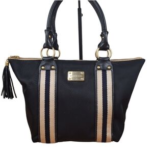 Michael Kors Black and Cream Tote with Gold Hardware